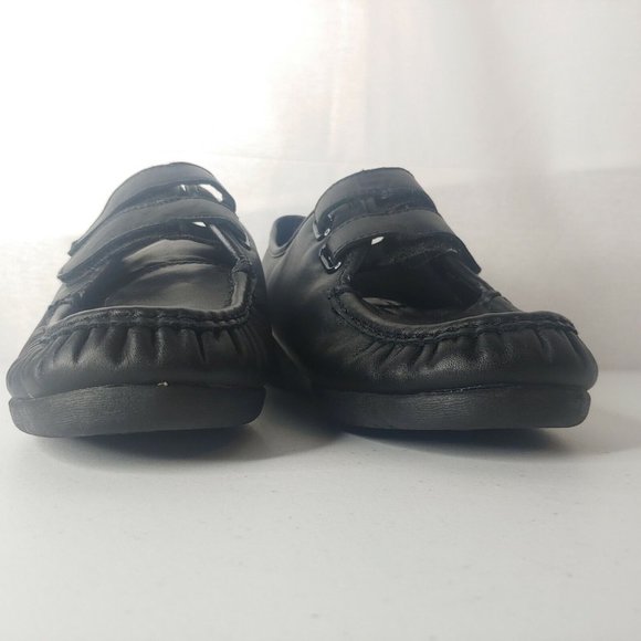 Dr. Scholls Mardell Women 11 W Shoes Two Strap Comfort Black Leather Slip On - Picture 3 of 11